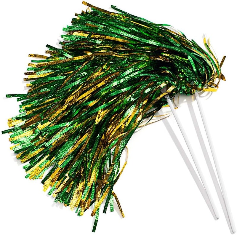 Anderson's Metallic Foil Textured School Spirit Shakers, Cheerleader Pom Poms, Football, Basketball, Homecoming Squad, Team, Party, Dance, Club, Performance, Fan Celebration Pack of 10 - Image 1